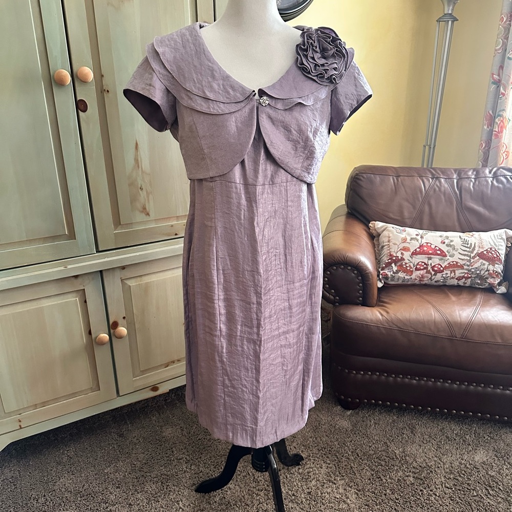 Jessica Howard Lavender Midi Dress with Floral Detail
